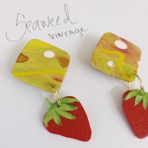 Retro Modern “Strawberry” Polymer Clay Earrings